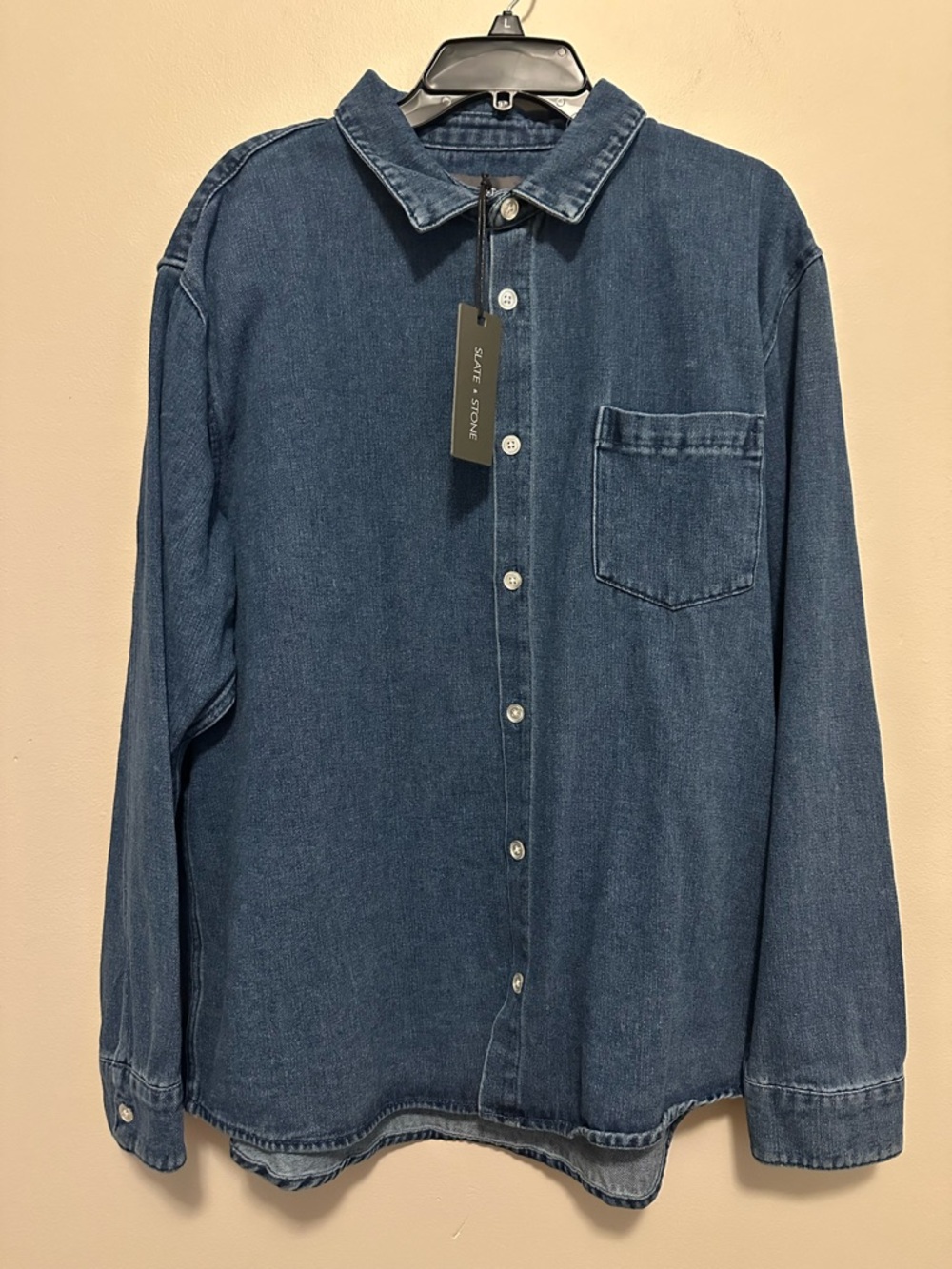 Slate & Stone NWT Denim Button Down Shirt Blue Long Sleeve Oversized XL Classic
